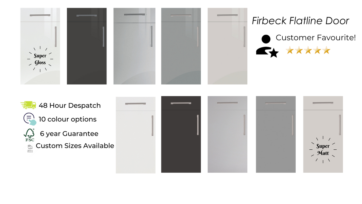 Replacement Kitchen Doors - Flat Door - Slab Door - Grey Kitchen Doors - White Kitchen Doors - Gloss Kitchen Doors - Matt Kitchen Doors